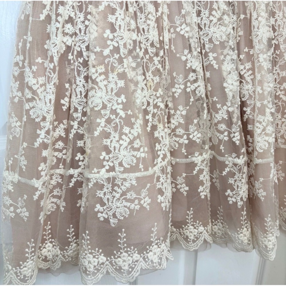 Blush Floral Lace Dress Girls Size L Pink Good Tulle Tiered Princess Cottage - Picture 4 of 6